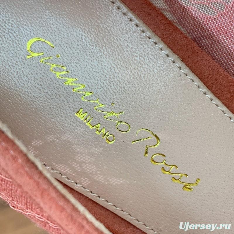 2025 Women Gianvito Rossi Pink Lace Leather Pumps