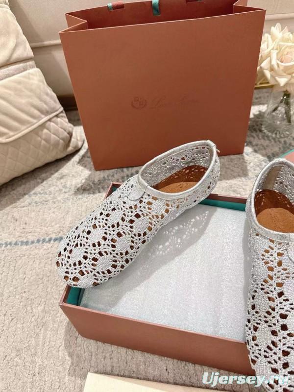 2025 Women LP White Knitted Ballet Shoes LY00250