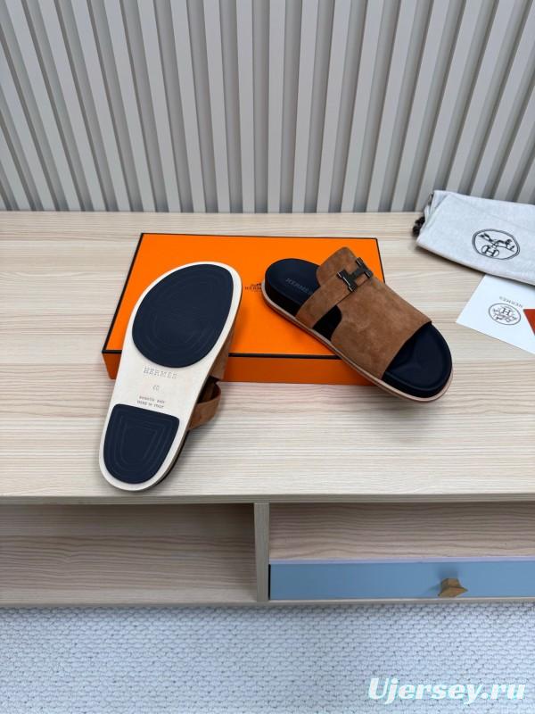 2025 Slippers Hermès Brown Suede Slippers