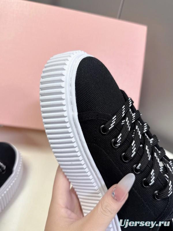 2025 Women Miu Miu Black Canvas Sneakers LY