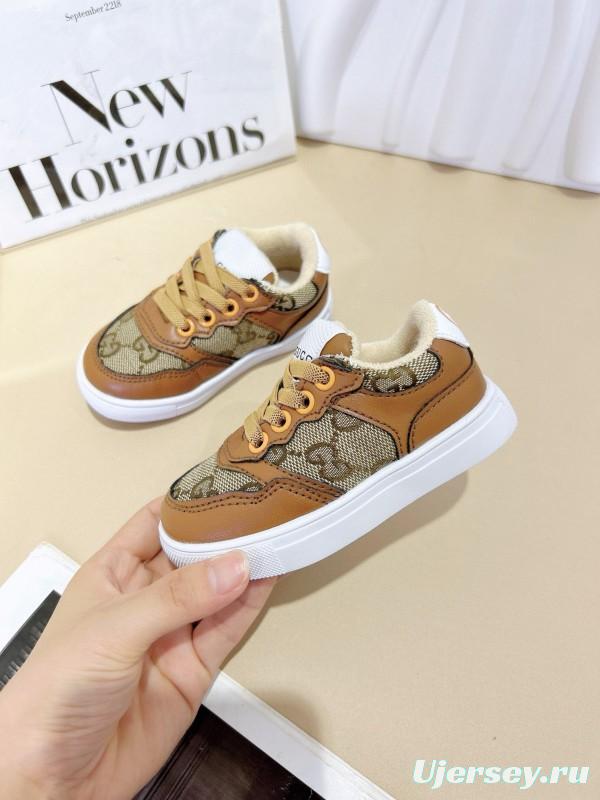 2024 Kids GG Brown Tan Leather Sneakers