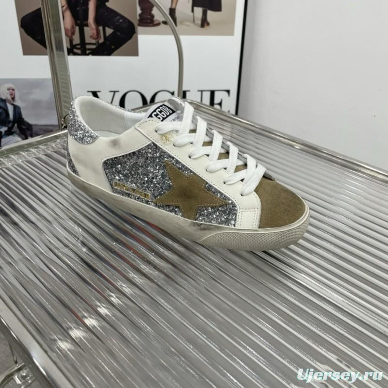 2025 Women GGDB Silver White Suede Leather Sneakers