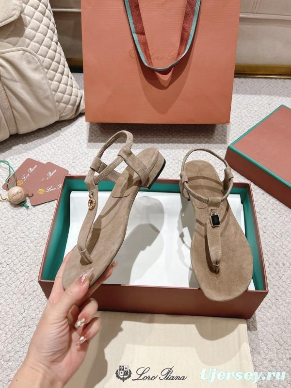 2025 Women LP Beige Suede Sandals LY00360