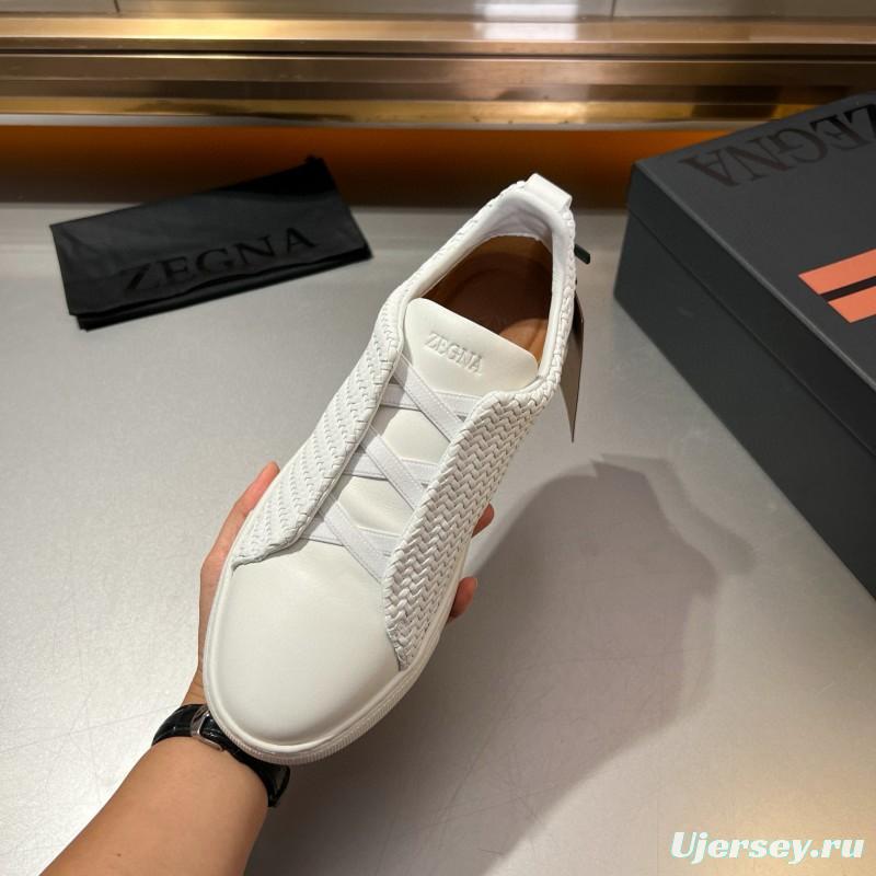 2024 Men Ermenegildo Zegna White Leather PELLETESSUTA Sneakers MJ00280