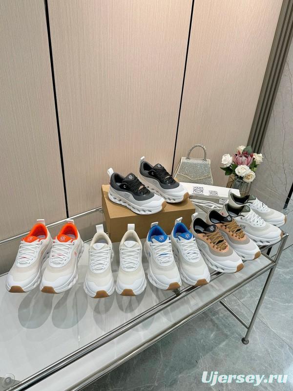 2025 Women Loewe White Blue Mesh Leather Sneakers