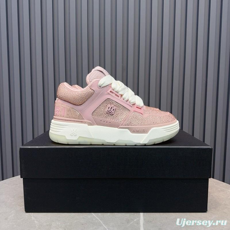 2024 Women Amiri pink mesh leather sneakers MJ00410