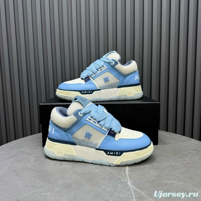 2024 Unisex Amiri Light Blue White Leather Sneakers MJ00360