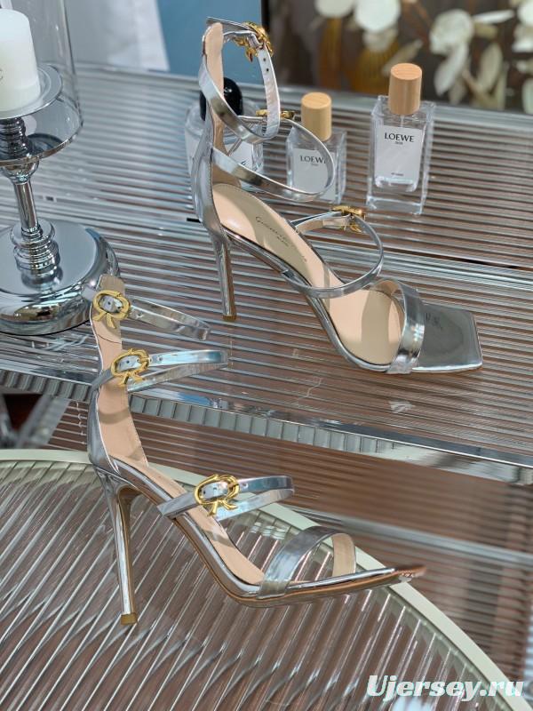 2025 Women Gianvito Rossi Silver Leather Sandals
