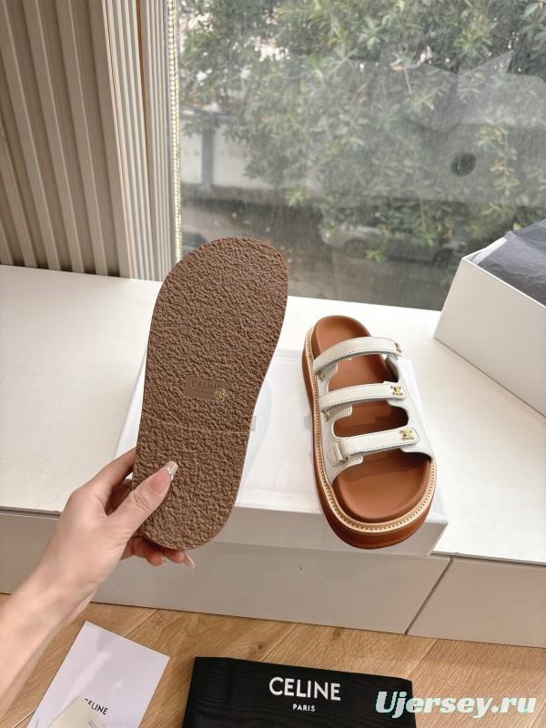 2025 CELINE White Leather Sandals