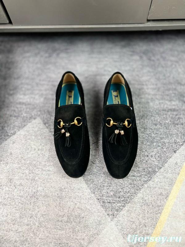 2024 Men Gucci Black Suede Leather Loafers MJ00280