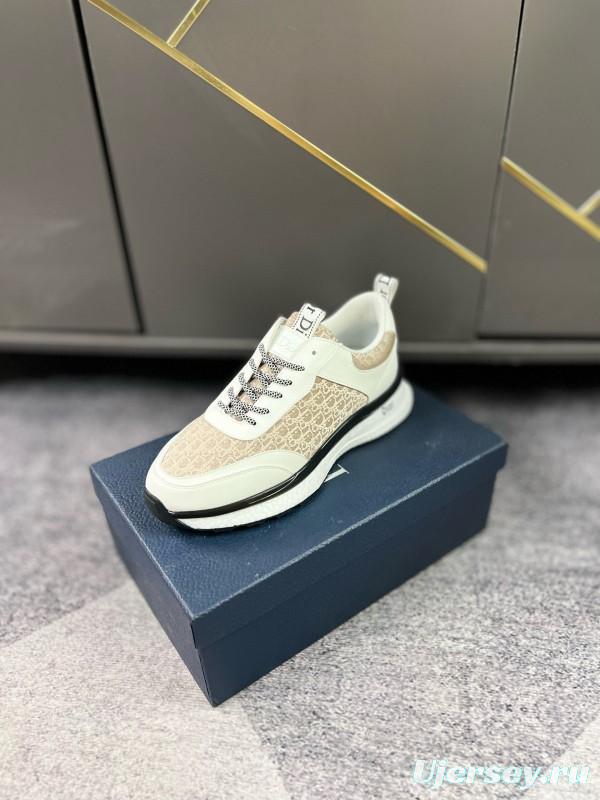 2024 Unisex Dior Beige White Fabric Leather Sneakers MJ00270