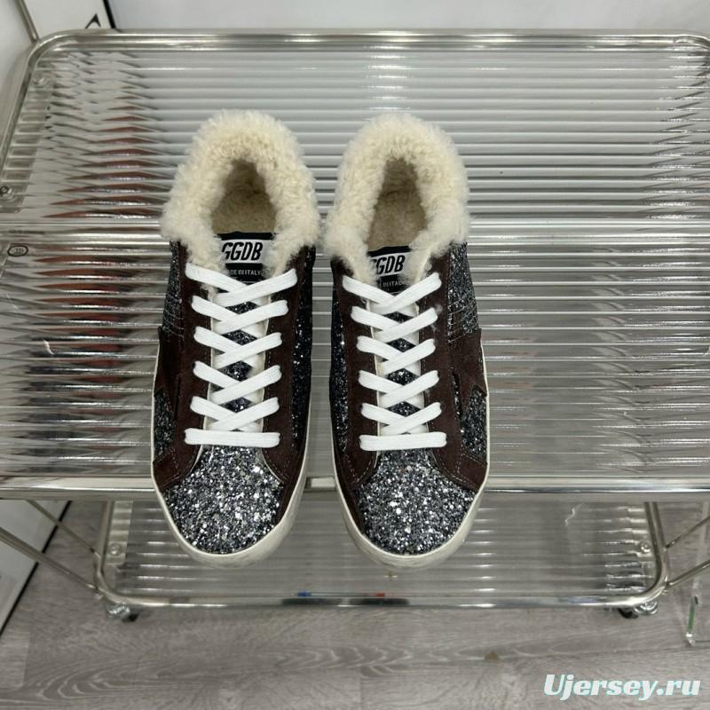 2025 Women GGDB Black Silver Glitter Leather Sneakers MJ00260