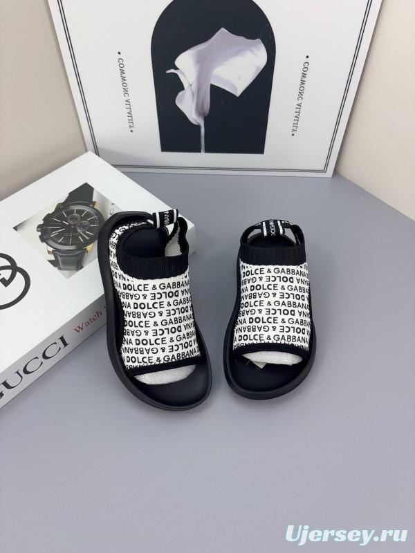 2025 Kids Dolce & Gabbana Black White Fabric Sandals