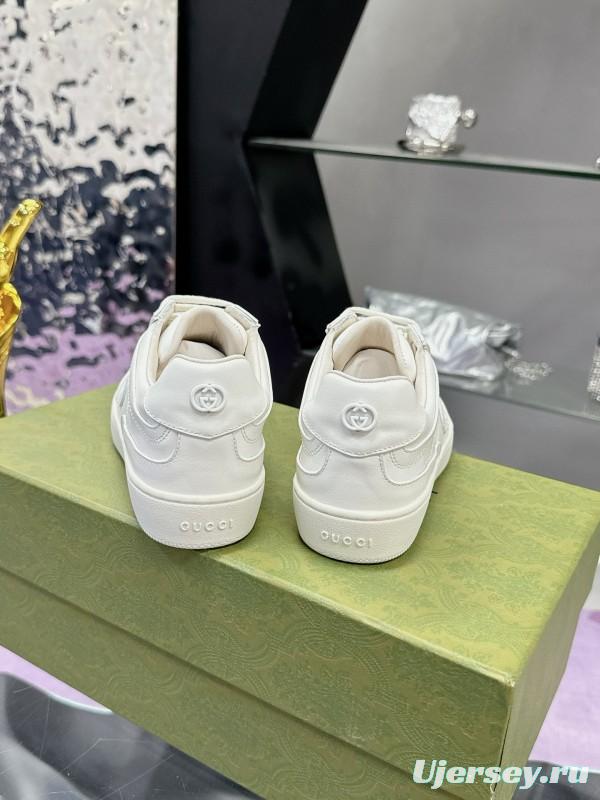 2024 Unisex Gucci White Leather Suede Sneakers MJ00310
