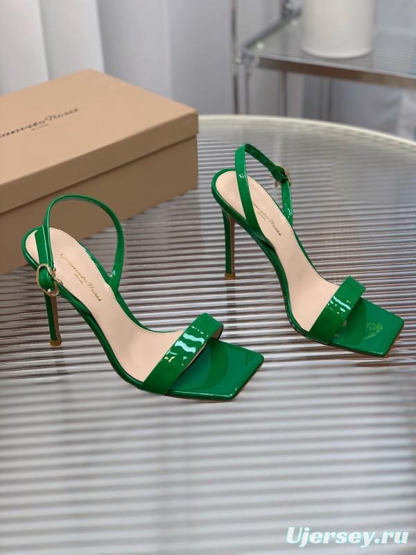 2025 Women Gianvito Rossi Green Patent Leather Sandals