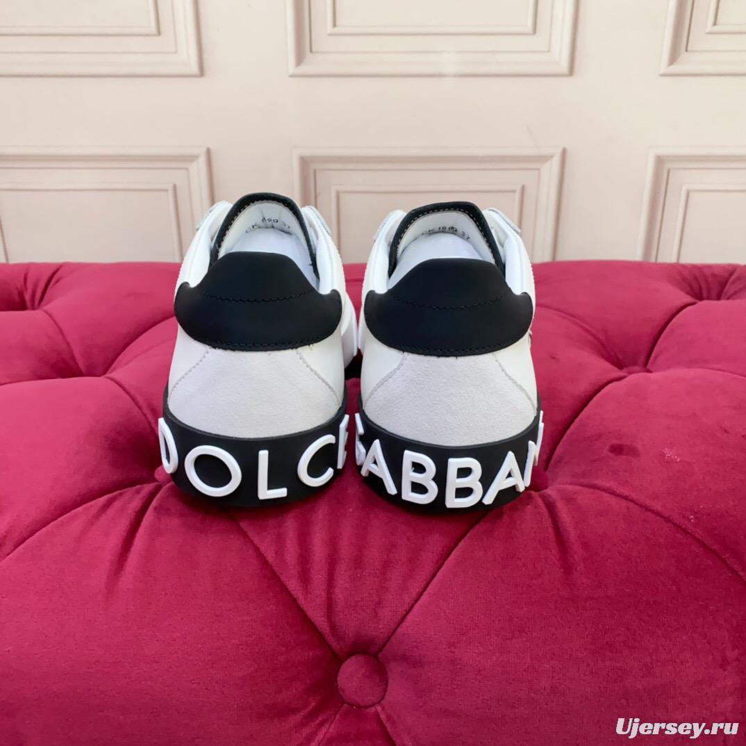 2025 Women Dolce & Gabbana White Leopard Print Leather Sneakers LY00300