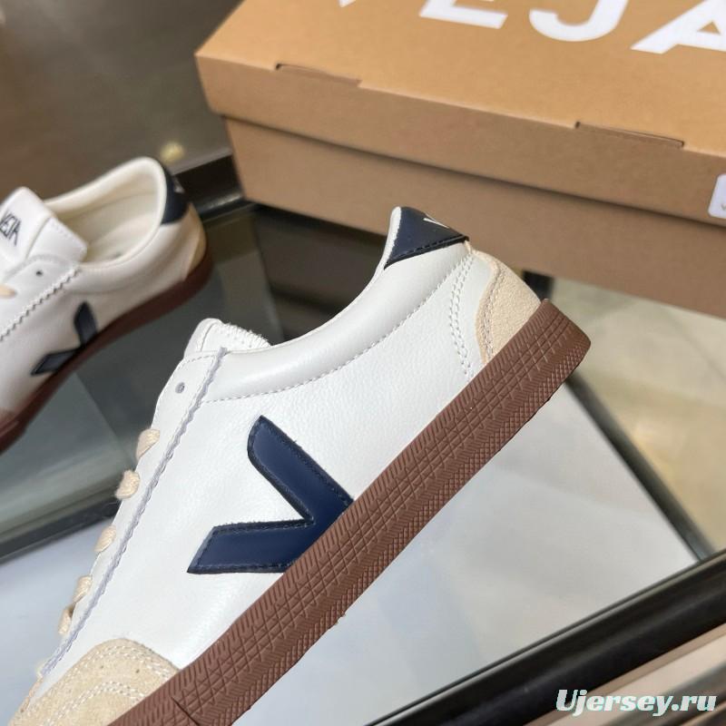 2025 Women VEJA White Beige Navy Suede Leather Casual Sneakers MJ00251