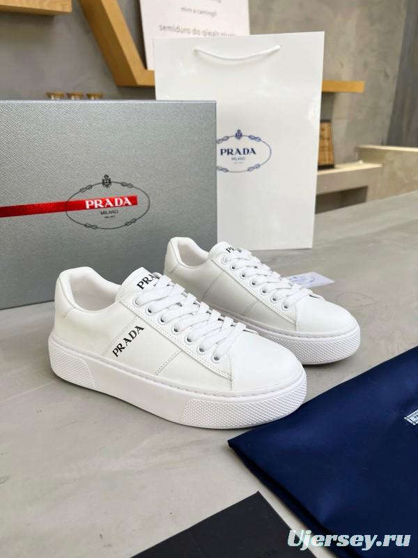 2024 Unisex Prada White Leather Sneakers MJ00310