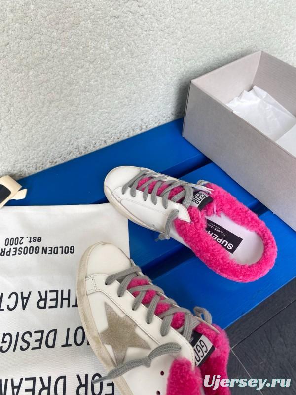 2024 Slippers GGDB White Pink Shearling Slippers MJ00280