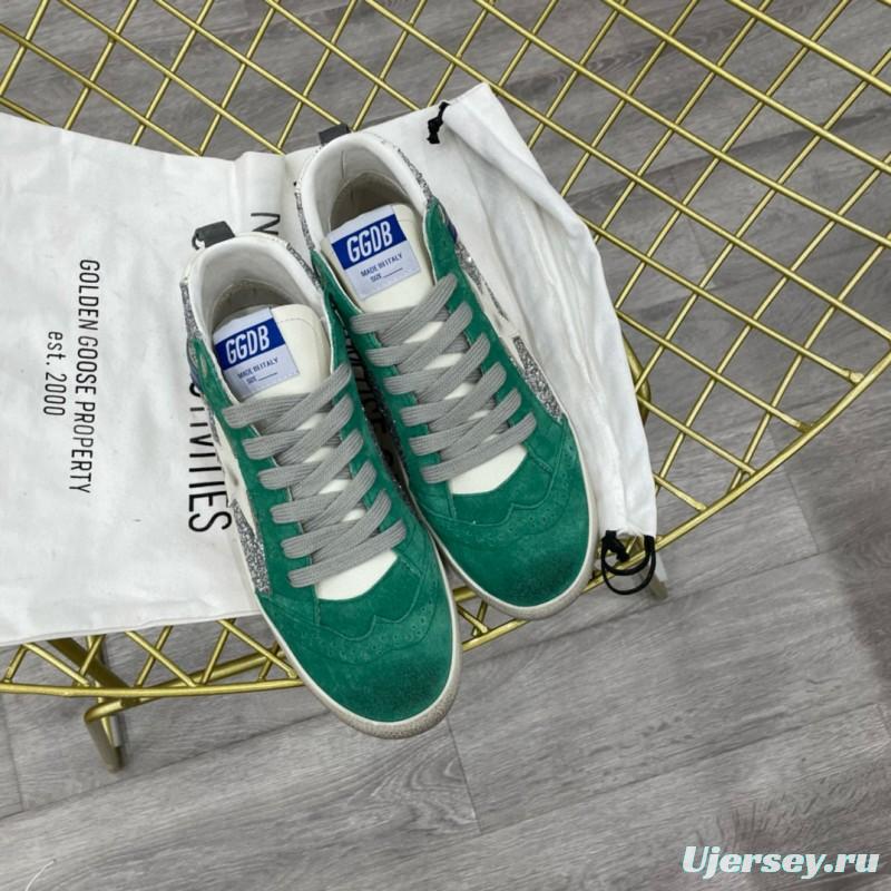 2024 Unisex GGDB Green Silver Glitter Suede High-top Sneakers MJ00300