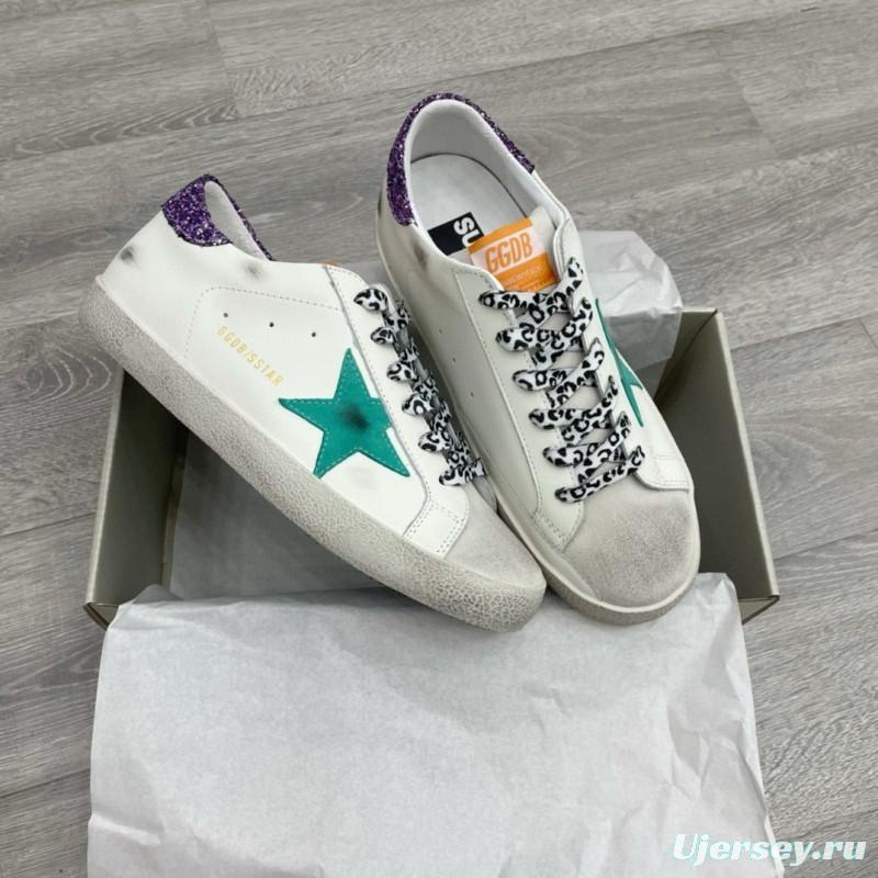2025 Women GGDB White Green Suede Leather Sneakers