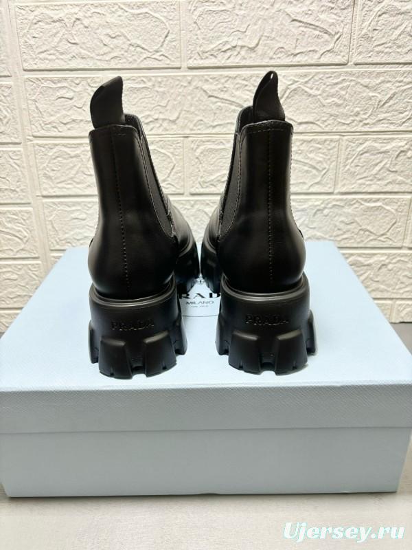 2024 Women Prada black leather short boots MJ00380