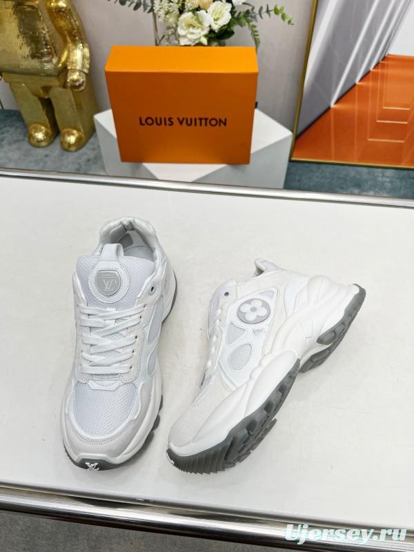 2025 Unisex Louis Vuitton White Leather Mesh Running Shoes LY00340
