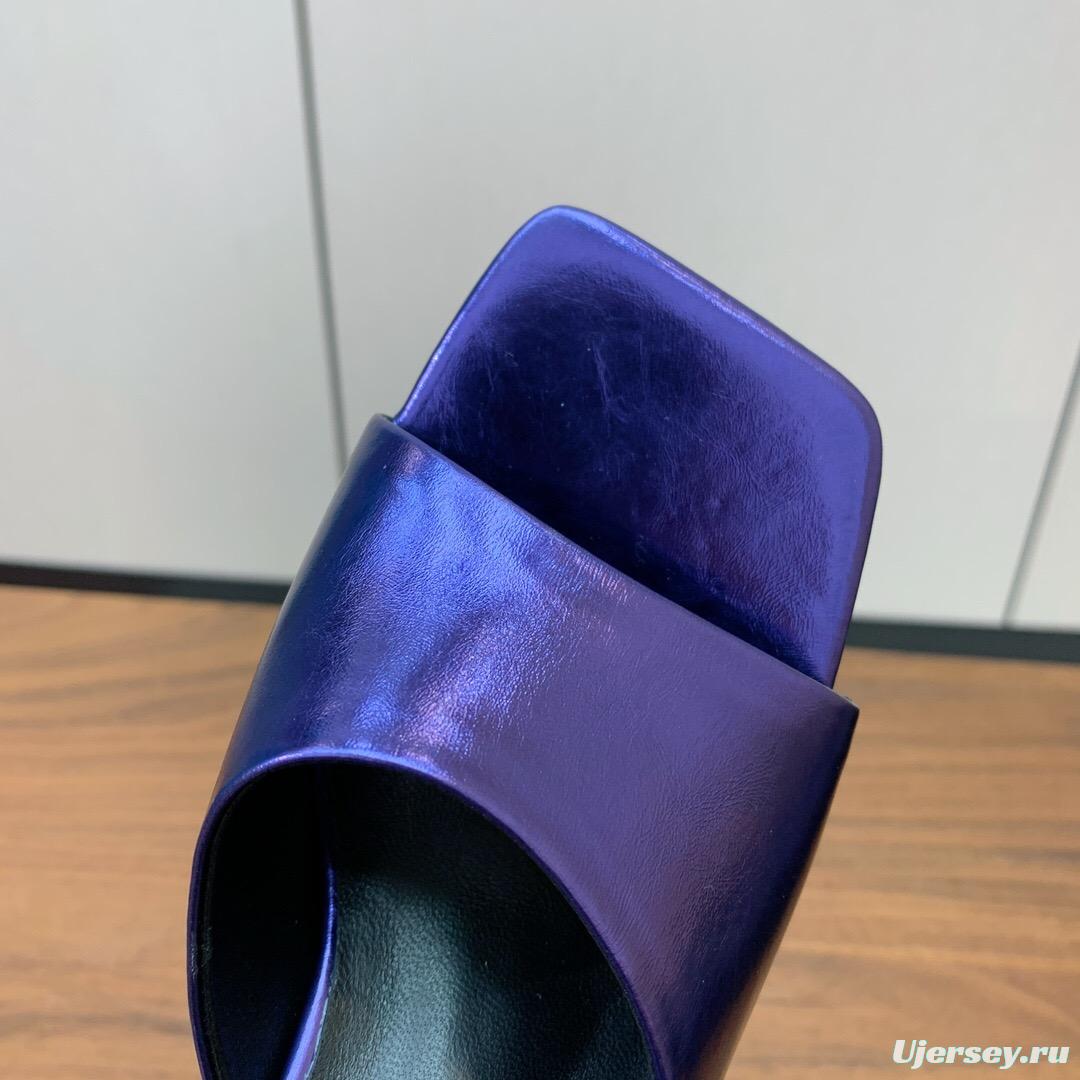 2025 Women VERSACE Purple Leather Slippers