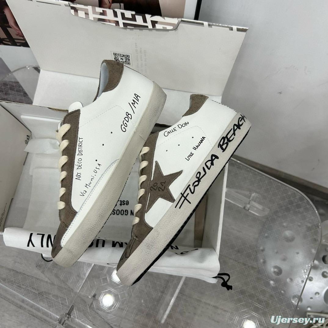 2024 Women GGDB White Grey Suede Leather Sneakers