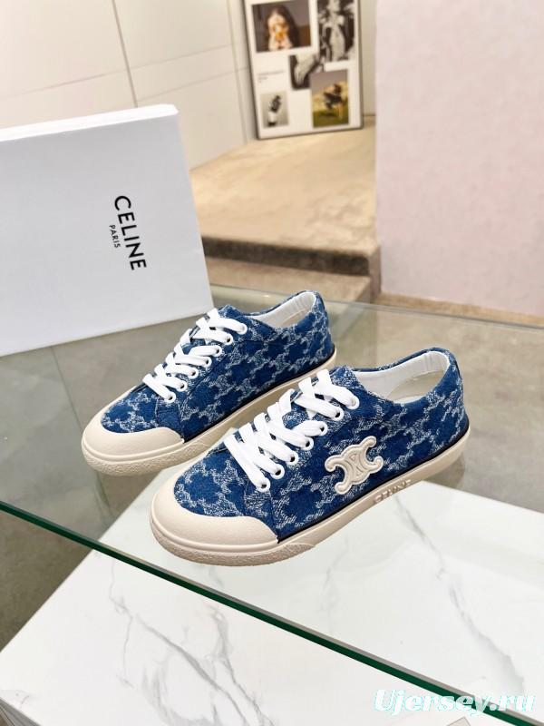2025 Women Celine Blue Canvas Sneakers LY00210