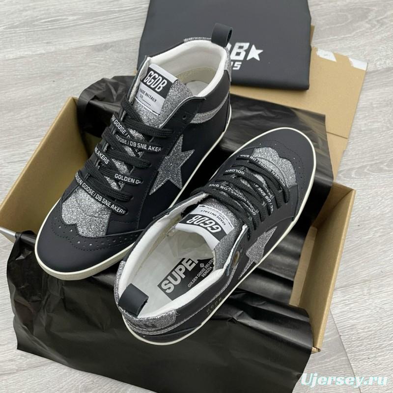 2024 Unisex GGDB Black Silver Leather Glitter High Top Sneakers MJ00300