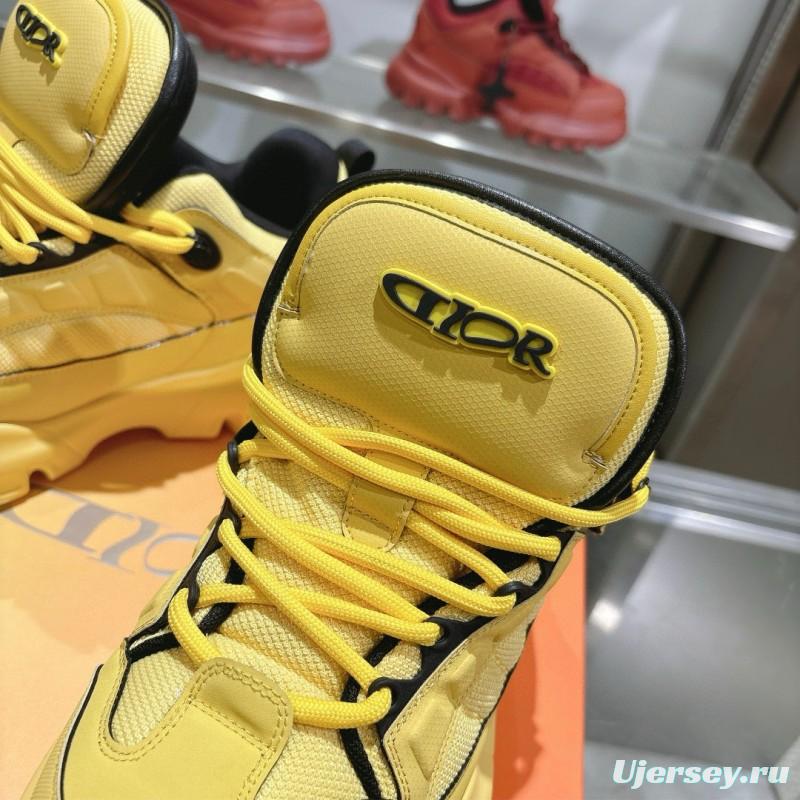 2024 Unisex Dior Yellow Leather Sneakers MJ00380