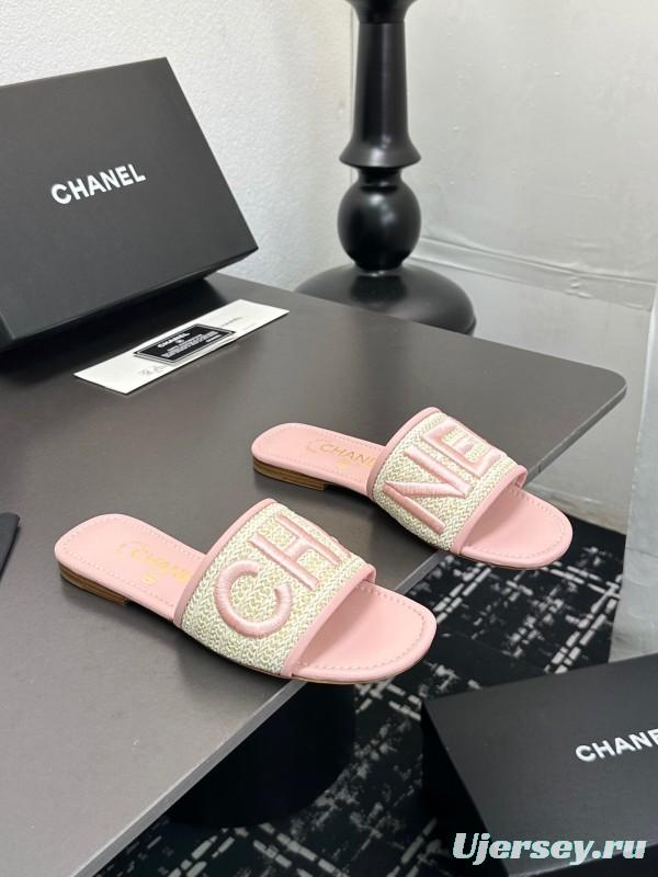 2025 Slippers CHANEL Pink Tweed Slippers