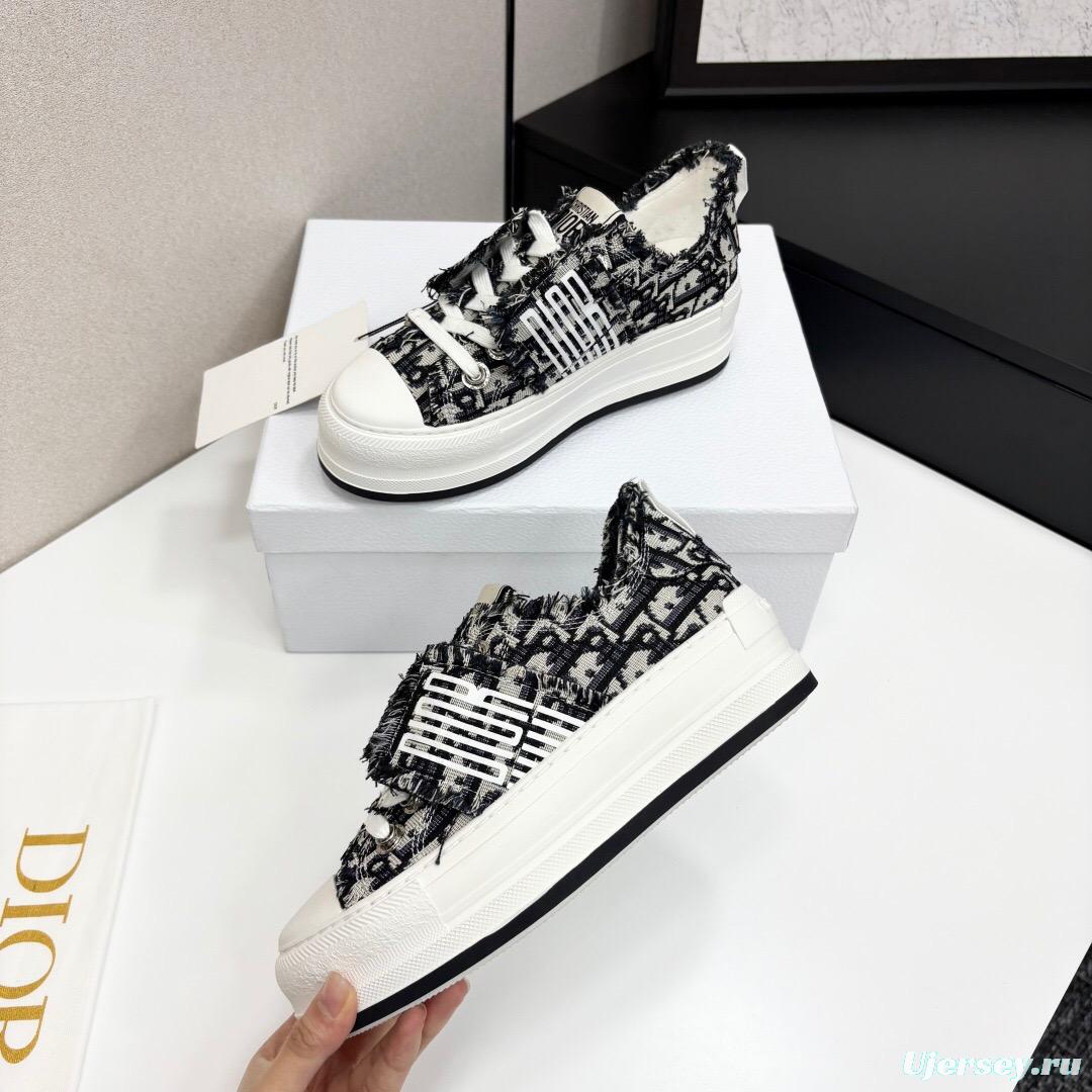 2025 Women Dior Black Grey Canvas Casual Sneaker LY00300