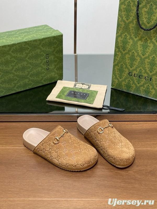2024 Slippers Gucci Beige Suede Slippers MJ00280