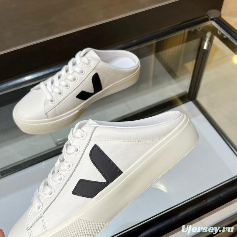 2025 Women VEJA White Black Canvas Leather Slip-On Sneaker MJ00240