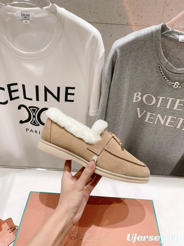 2024 Slippers LP Beige Suede Fur Loafers