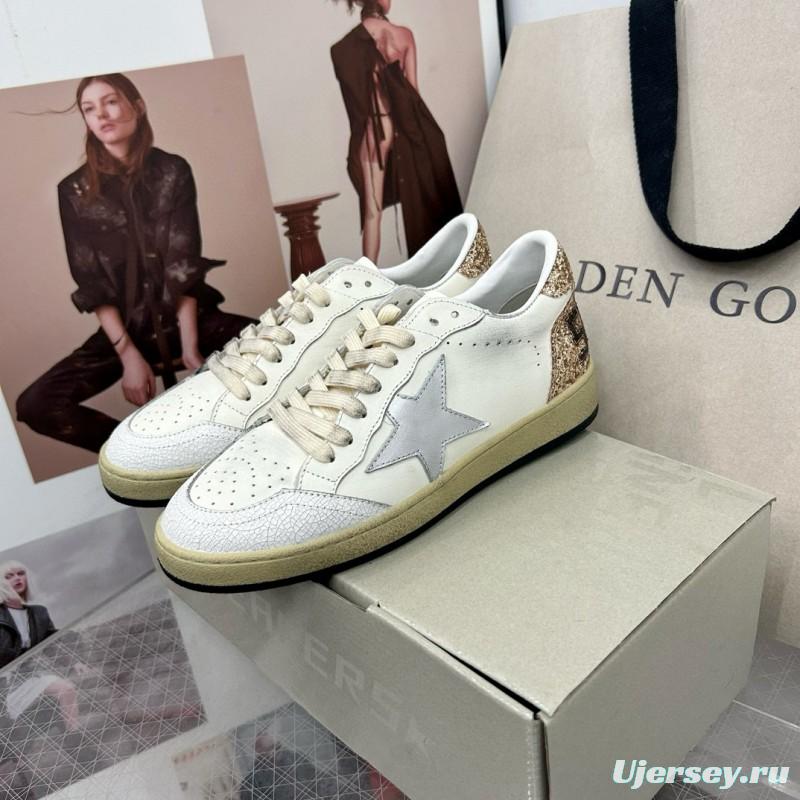 2024 Unisex GGDB White Silver Glitter Leather Sneakers MJ00260