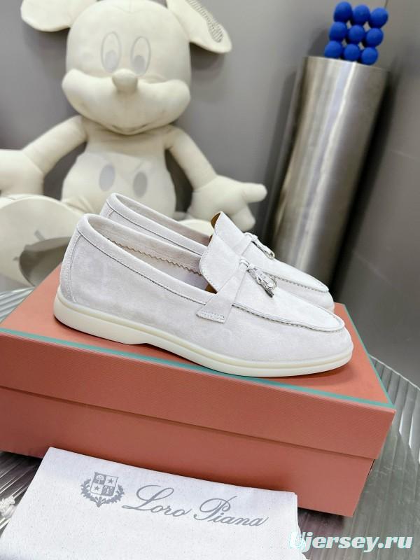 2024 Unisex Le Parmentier White Suede Loafers MJ00270