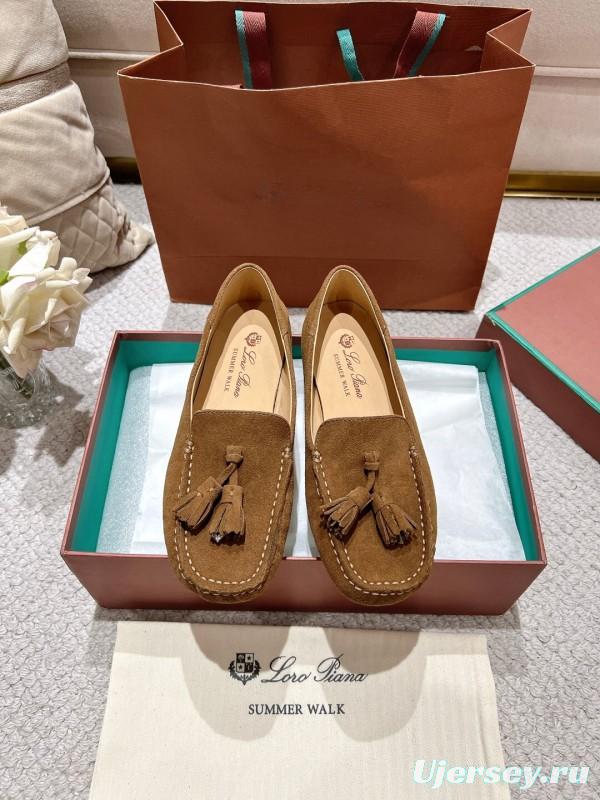 2025 Women LP Brown Suede Loafers Tassel LY00291