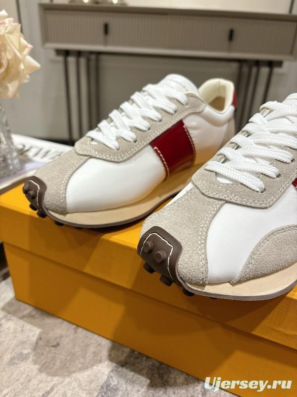 2025 Women TOD'S White Red Leather Suede Sneakers