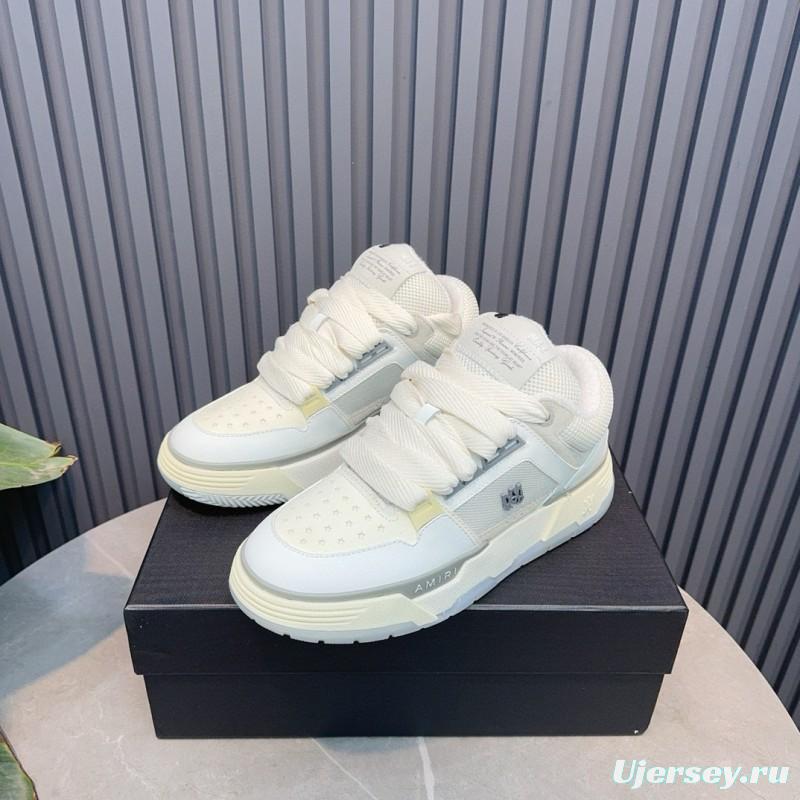 2024 Unisex Amiri White Beige Leather Mesh Sneakers MJ00360