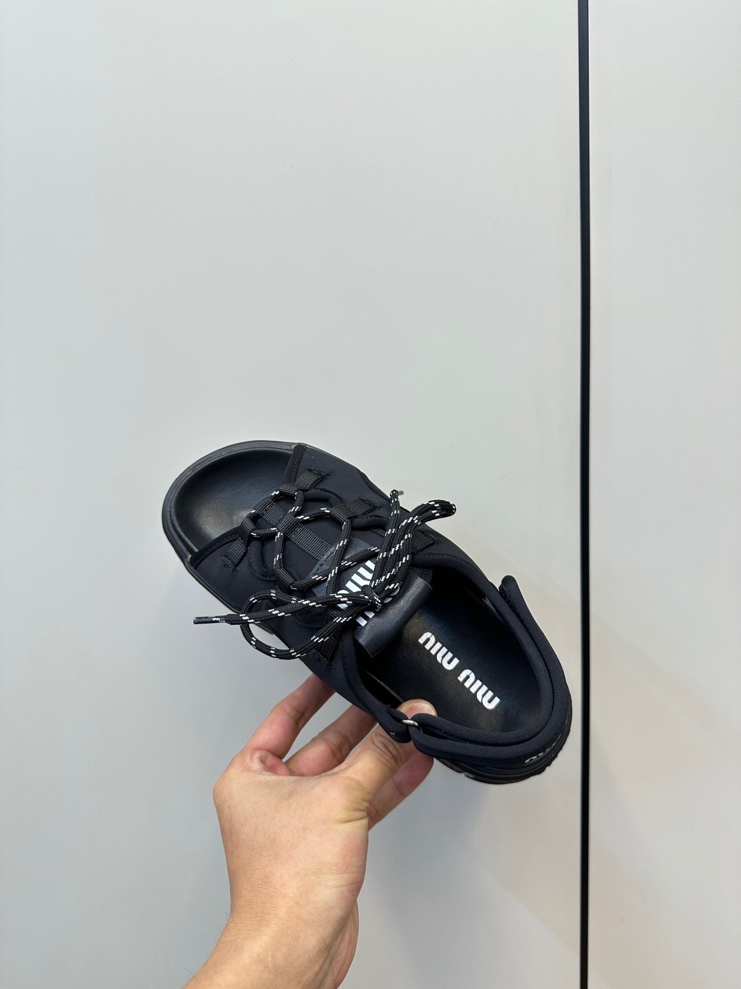 2025 Women Miu Miu Black Leather Sandals LY00240