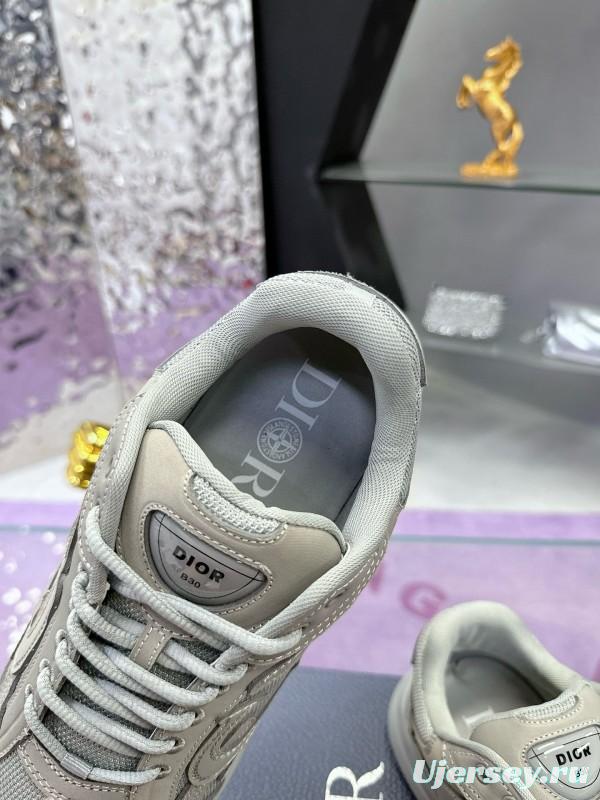 2024 Unisex Dior Stone Island B30 Beige White Mesh Sneakers MJ00330