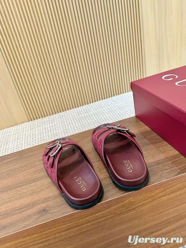 2025 Women Gucci Red Leather Sandals LY00240