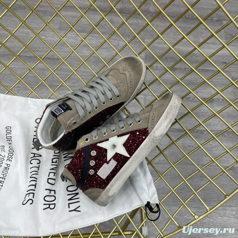 2024 Unisex GGDB Red Black White Suede Glitter High-Top Sneaker MJ00300