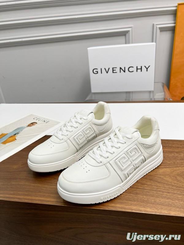 2024 Unisex Givenchy White Silk Calf Leather Patent Leather Sneakers MJ00380