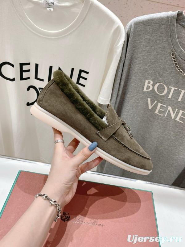 2024 Women LP Brown Suede Loafers With Wool Lining MJ00300