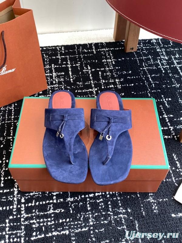 2025 Women Le Parmentier Blue Suede Slippers KFY00280