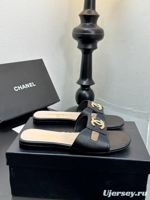 2025 Slippers Chanel Black Lambskin Slippers